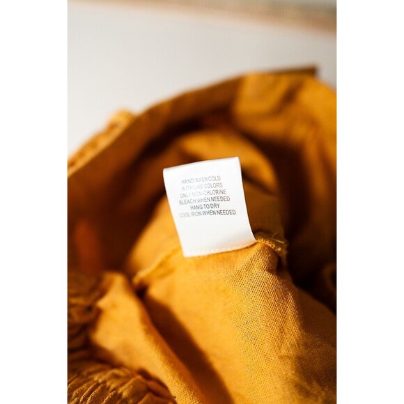 ModCloth mustard yellow womens M shorts Linen blend elastic waist belted - Picture 4 of 8